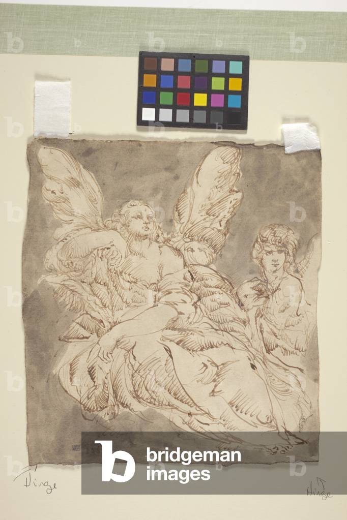 Fairy Queen And Attendants (pen and red ink and black ink wash on cream wove paper)