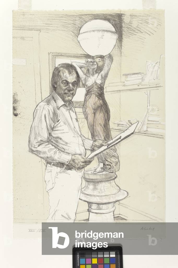 The Print Dealer And His Lamp (colour lithograph)