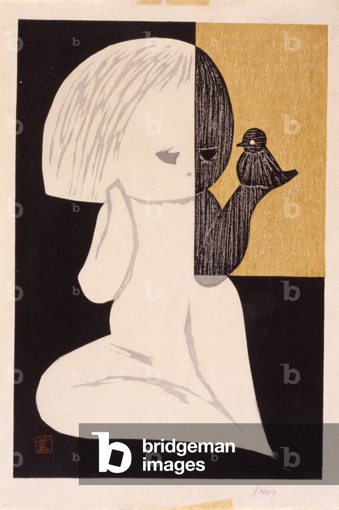 Little Bird, 1950s (colour woodblock print)