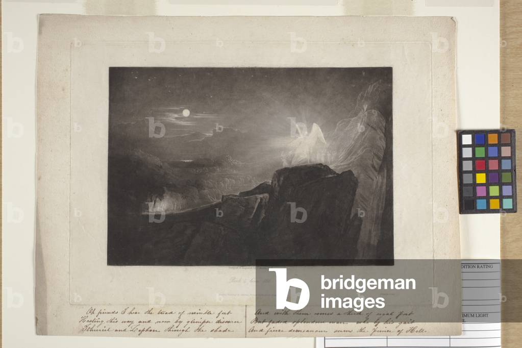 The Angels Guarding Paradise At Night (mezzotint)