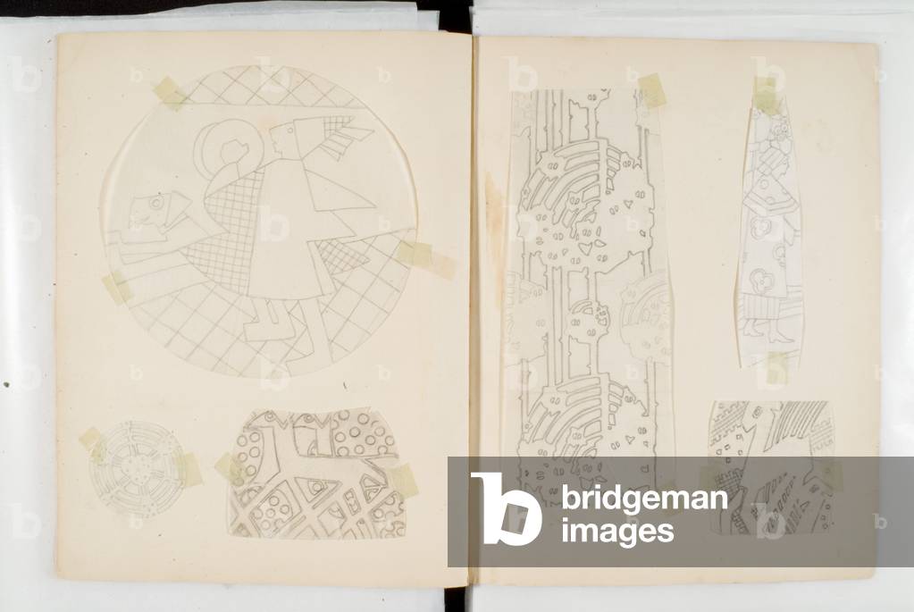 Album Of 400 Transfer Designs, With One colour Print (paper, pencil)