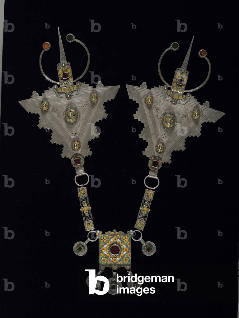 Clasp For Woman's Garment, 1880-1920 (silver, enamel, glass, gemstones & coins)