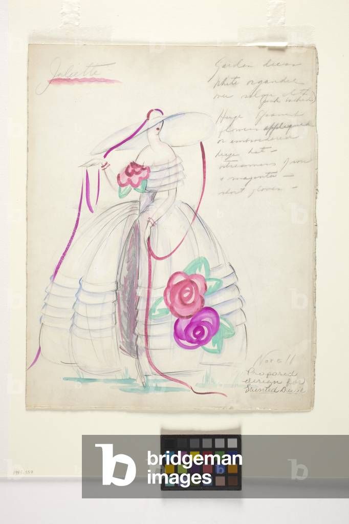 Costume Sketch (graphite, coloured pencil (silver), watercolour on paper)