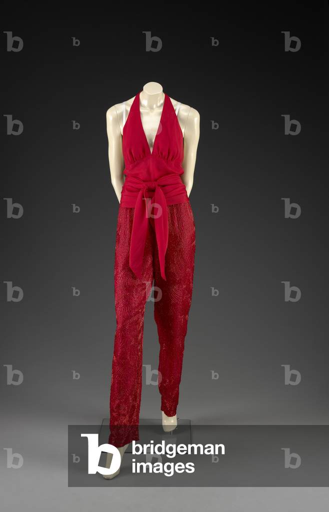 Evening Ensemble (synthetic fabric, silk chiffon, bugle beads)