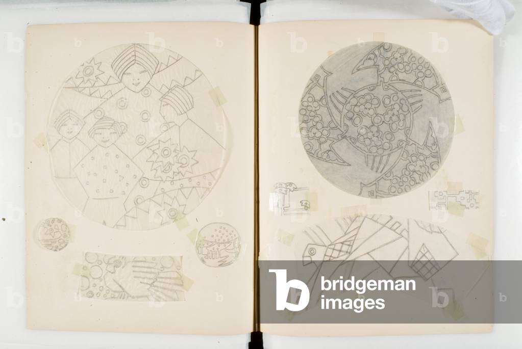 Album Of 400 Transfer Designs, With One colour Print (paper, pencil)