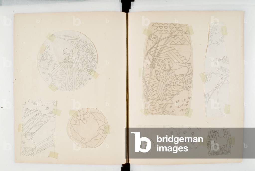 Album Of 400 Transfer Designs, With One colour Print (paper, pencil)
