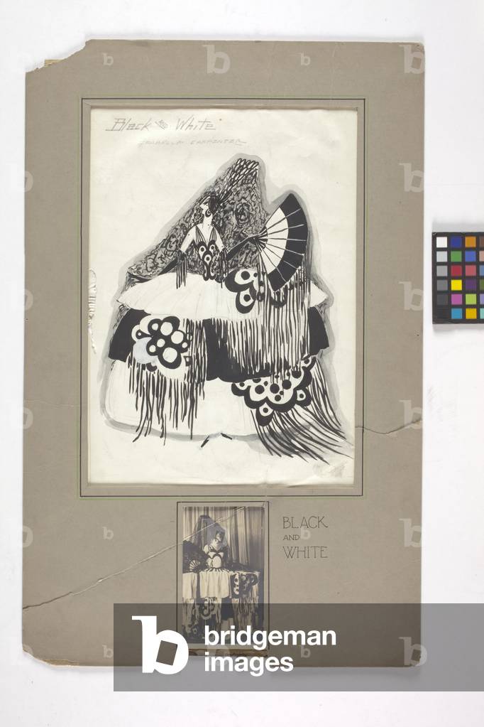 Costume sketch (graphite & ink on paper with b/w photo)