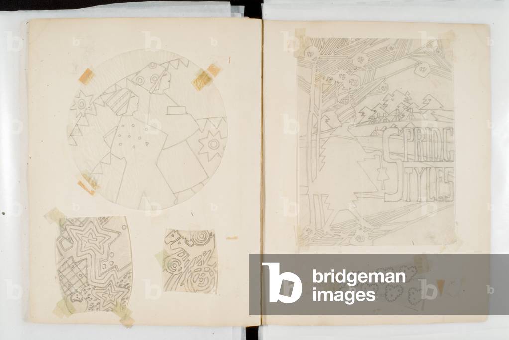 Album Of 400 Transfer Designs, With One colour Print (paper, pencil)