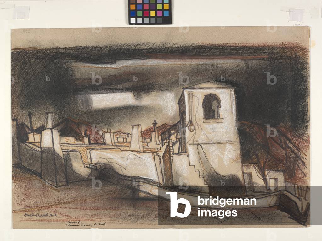 Summer Evening In Taos (coloured chalk on tan wove paper)