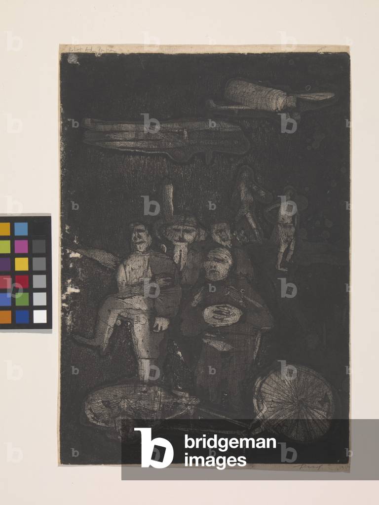 Untitled (Bicycle And Figures) (etching and aquatint)