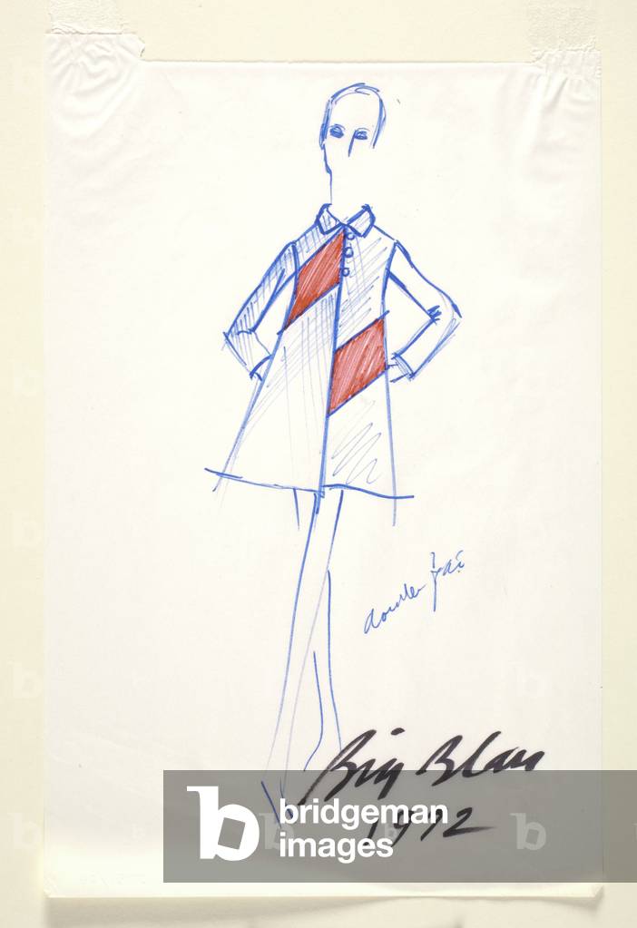 Sketch of a dress, 1972 (marker on paper)