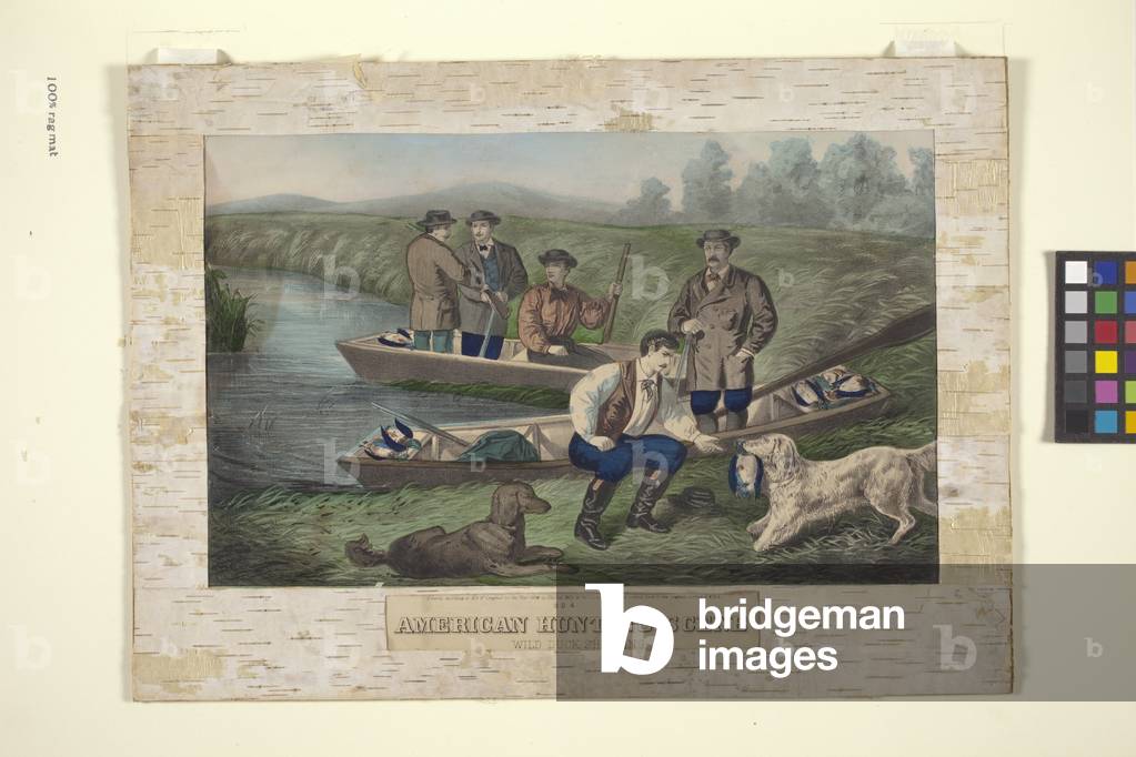 American Hunting Scene (hand-coloured lithograph)