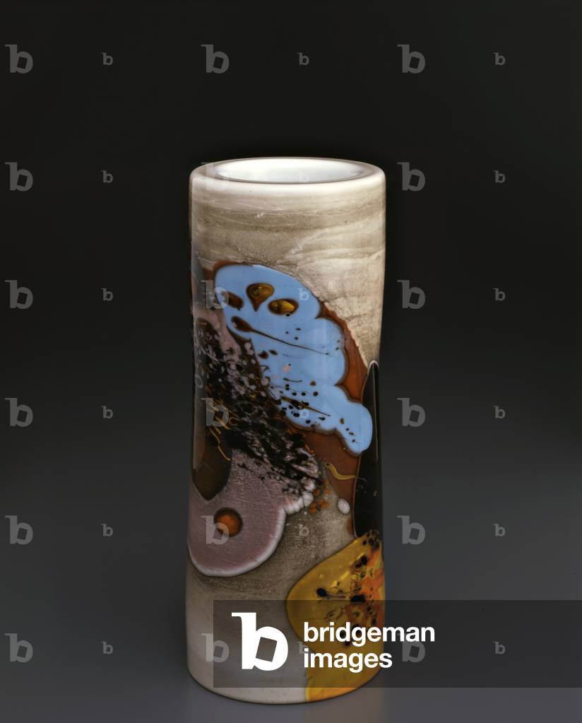 Untitled Cylinder (blown white opal glass with additions)