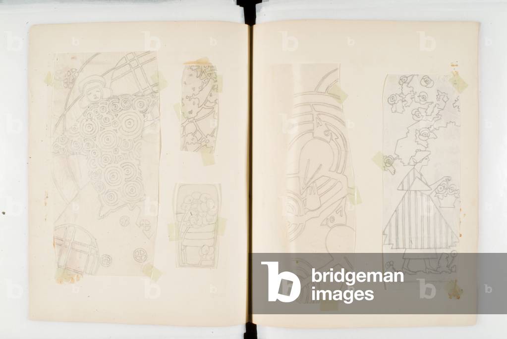 Album Of 400 Transfer Designs, With One colour Print (paper, pencil)