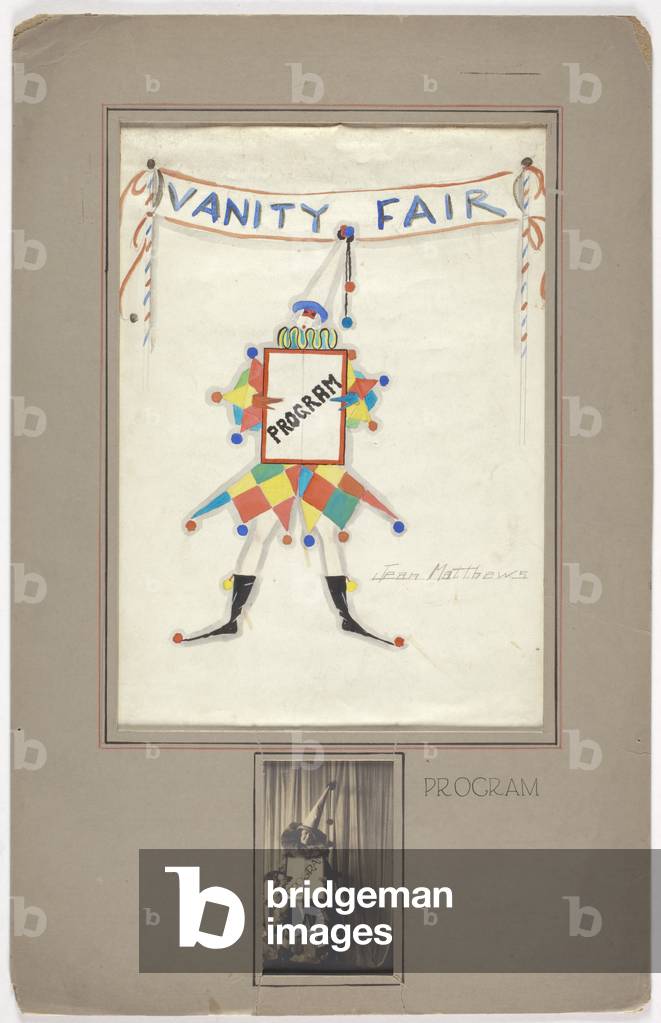 Costume sketch (graphite & w/c on paper with b/w photo)