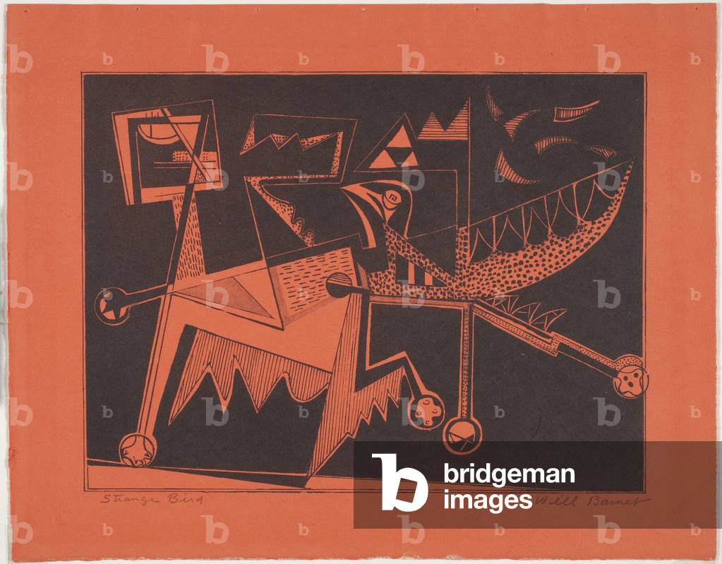 Strange Bird, 1947 (lithograph on red wove paper)