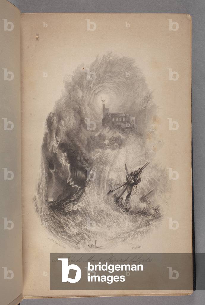 St. Michael's Mount, Shipwreck of Lycidas as bound in Vol. VI of The Poetical Works of John Milton, engraved by William Miller (1796-1882), 1835 (engraving on plain paper)