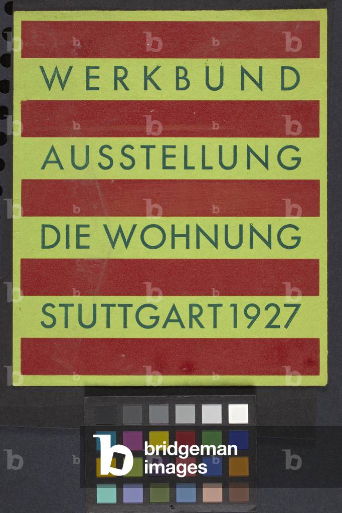 Proof Print For Brochure Cover For Werkbund Austellung Die Wohnung Stuttgart (German Work Federation Exhibition, The Dwelling, Stuttgart 1927) (green and red ink on chartreuse paper)