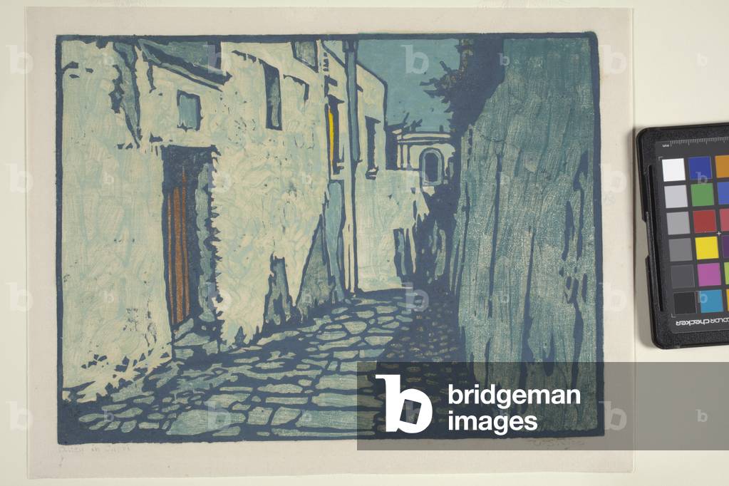 Alley In Capri (colour woodblock print)