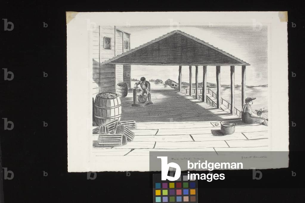 Fish Wharf - Maine (lithograph)