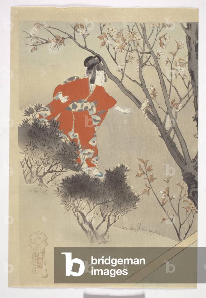 "Tre alberi di ciliegio in fiore", 1898 di Miyagawa Shuntei