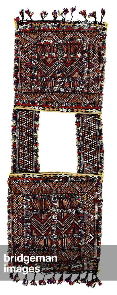 Saddlebag (wool, silk & metal discs)