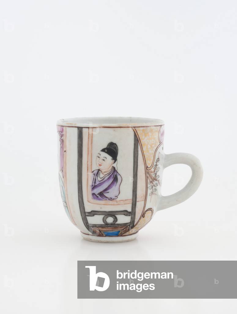 Tea cup with handle (multicoloured enamel overglaze)