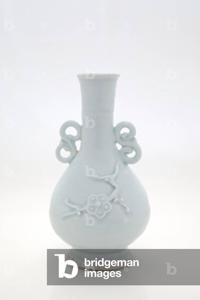 Vase with appliqué plum branch design, 1280-1320 (porcelain with bluish glaze)