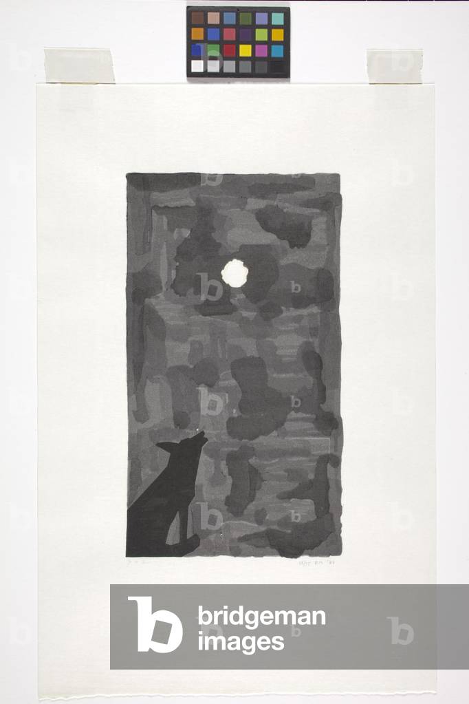 Moon Dog (colour woodblock print on white wove paper)