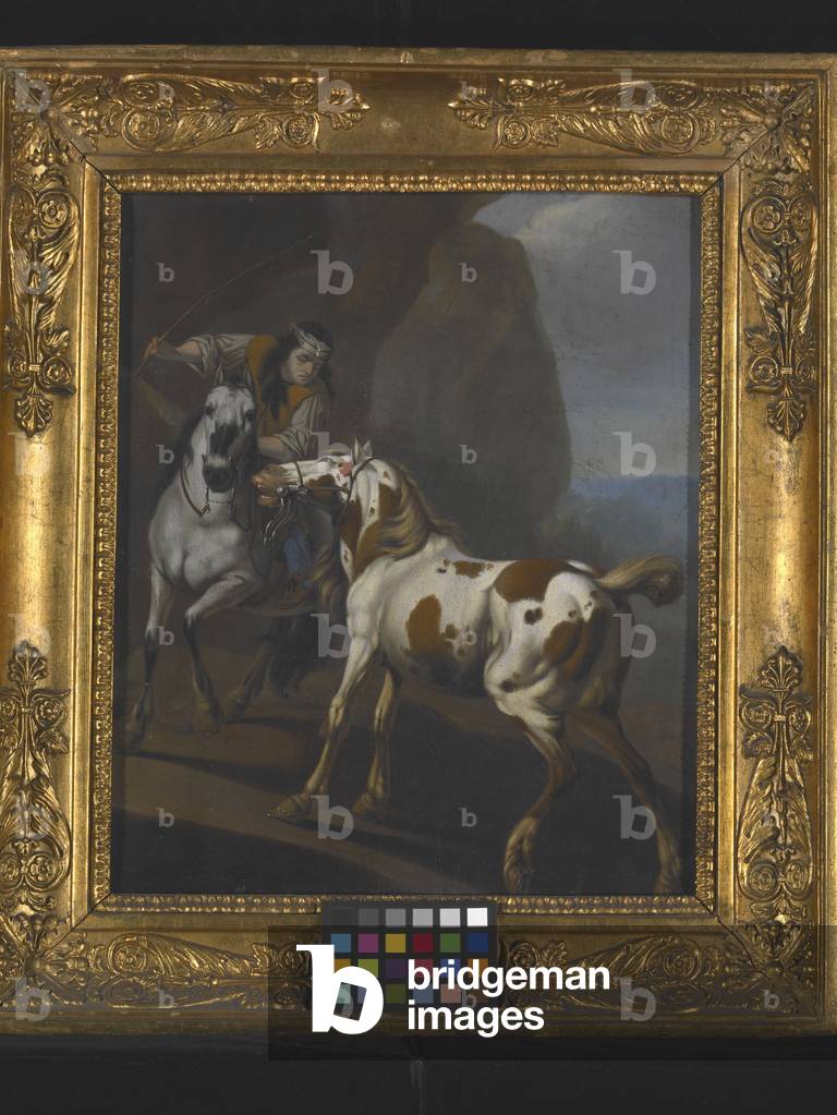 Indian Taming A Horse (oil on canvas)