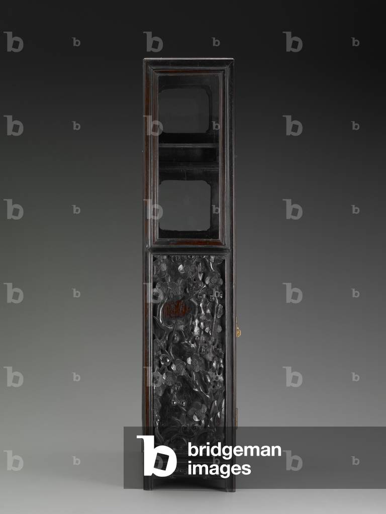 Cabinet ('zitan' wood, glass, copper alloy, enamel, gold wire)