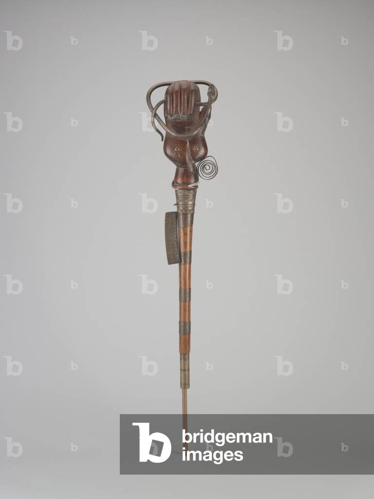 Ceremonial Staff, early 20th century (wood, brass)