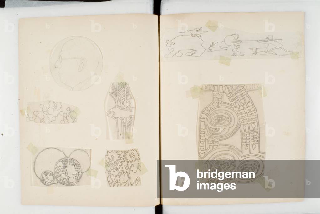 Album Of 400 Transfer Designs, With One colour Print (paper, pencil)