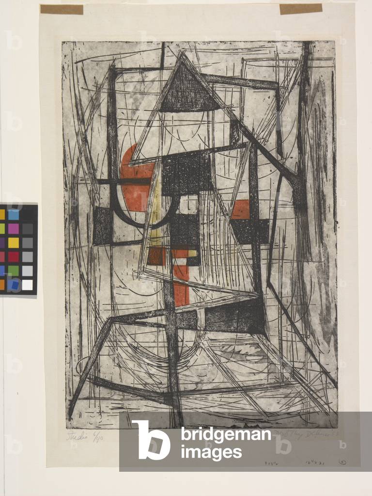 Studio (etching and aquatint with stencilled colour)