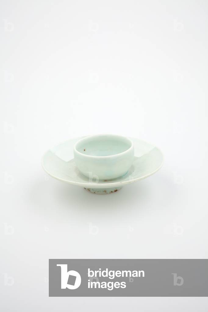 Cup and saucer, c.1150 (earthenware, blue glaze)