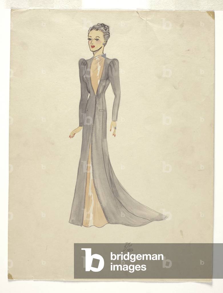 Immagine di Disegno "Schizzo di un abito da sera (w/c su carta)", 20th Secolo di Bill Blass