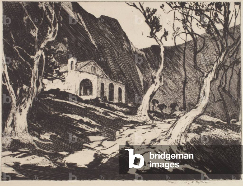 Old Chapel At Gorbio (drypoint)