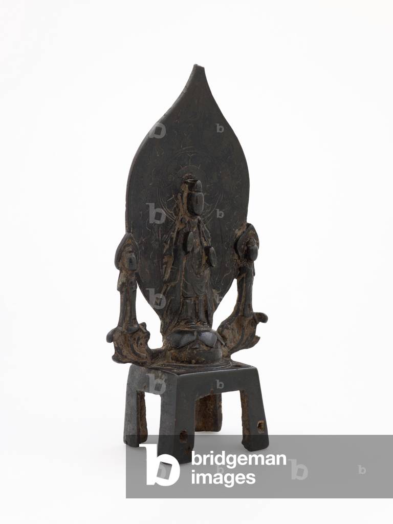 Standing Buddha with attendants, c.595 (gilt bronze)