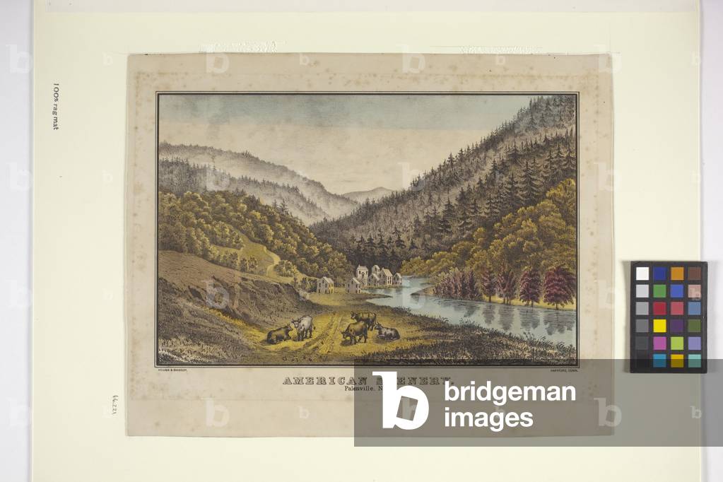 American Scenery, Palenville, New York (hand-coloured lithograph)