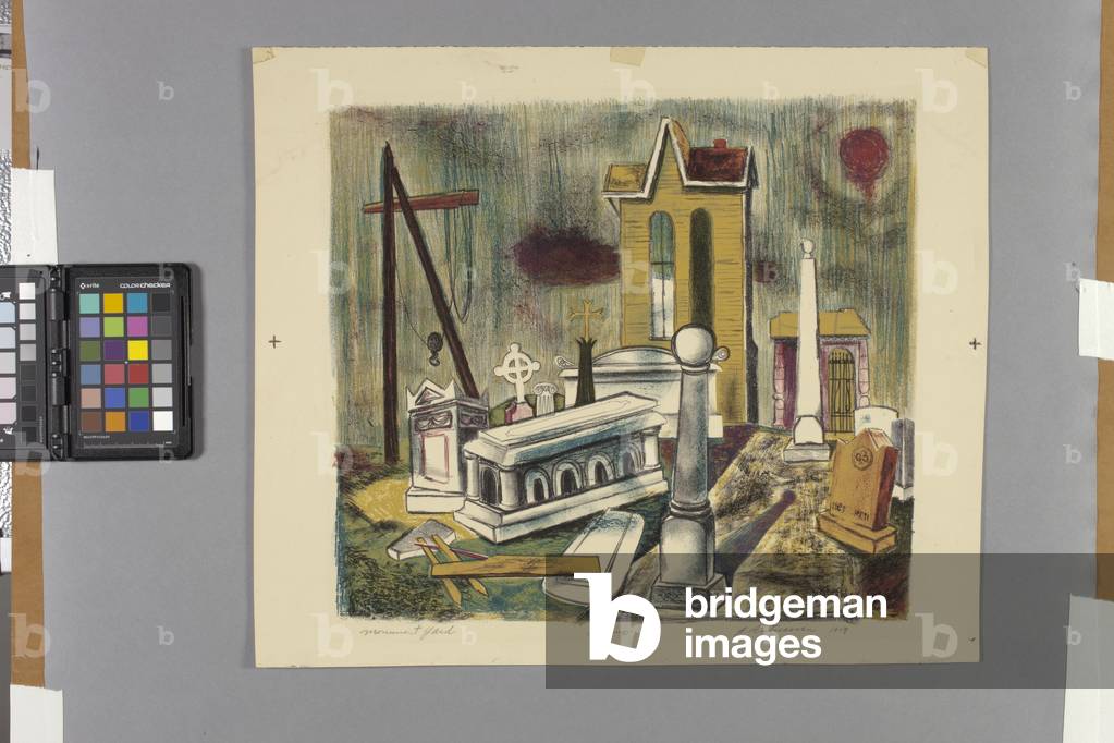 Monument Yard (colour lithograph on parchment and japanese paper)