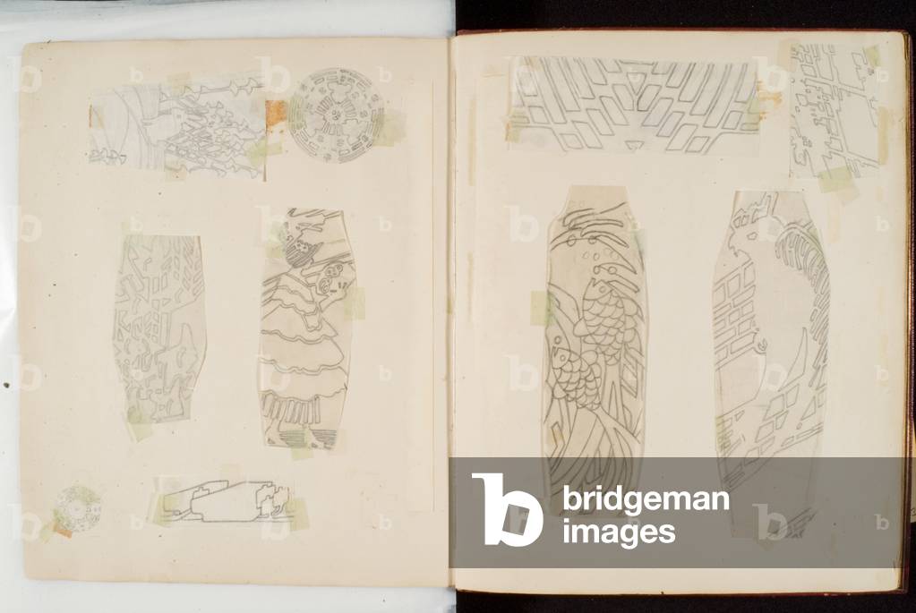 Album Of 400 Transfer Designs, With One colour Print (paper, pencil)