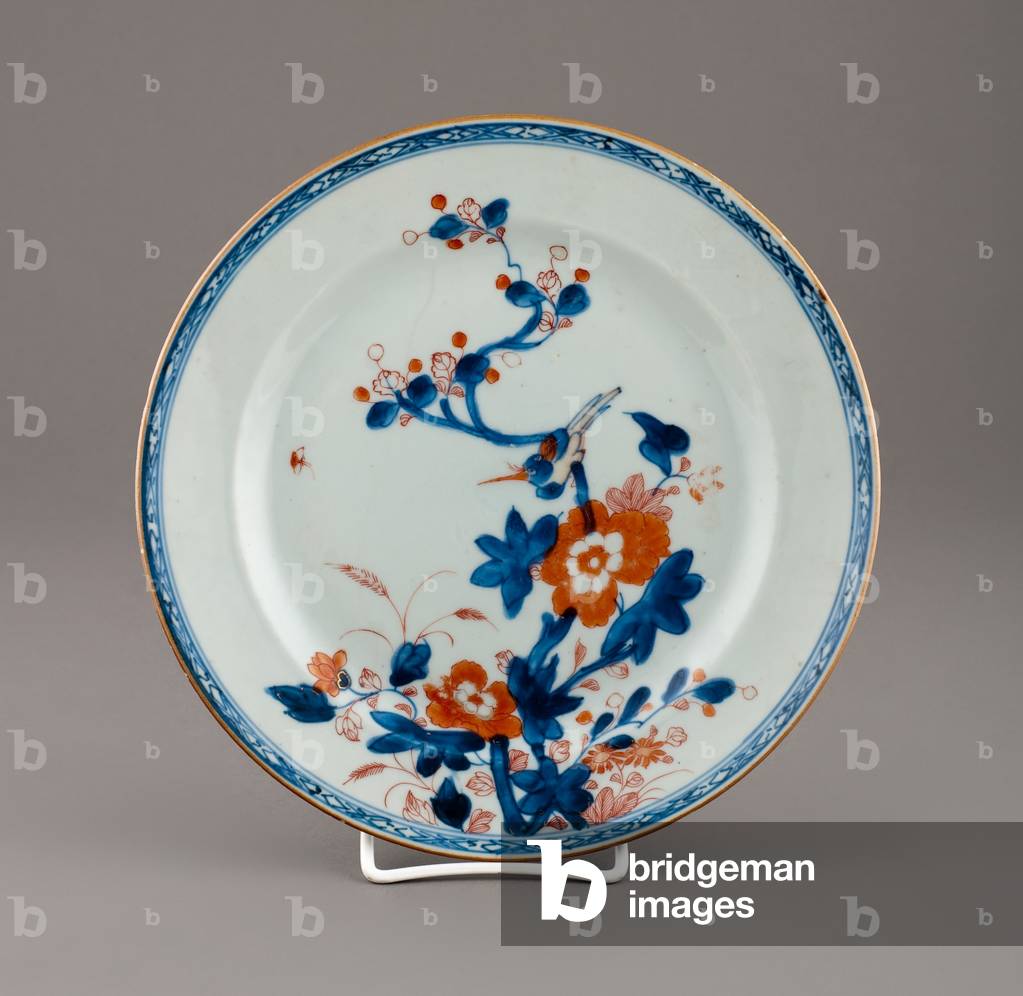 Plate (hard paste porcelain, charcoal, paper)