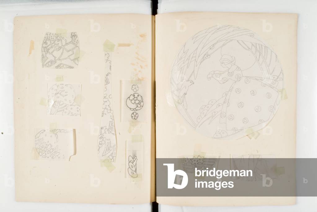 Album Of 400 Transfer Designs, With One colour Print (paper, pencil)