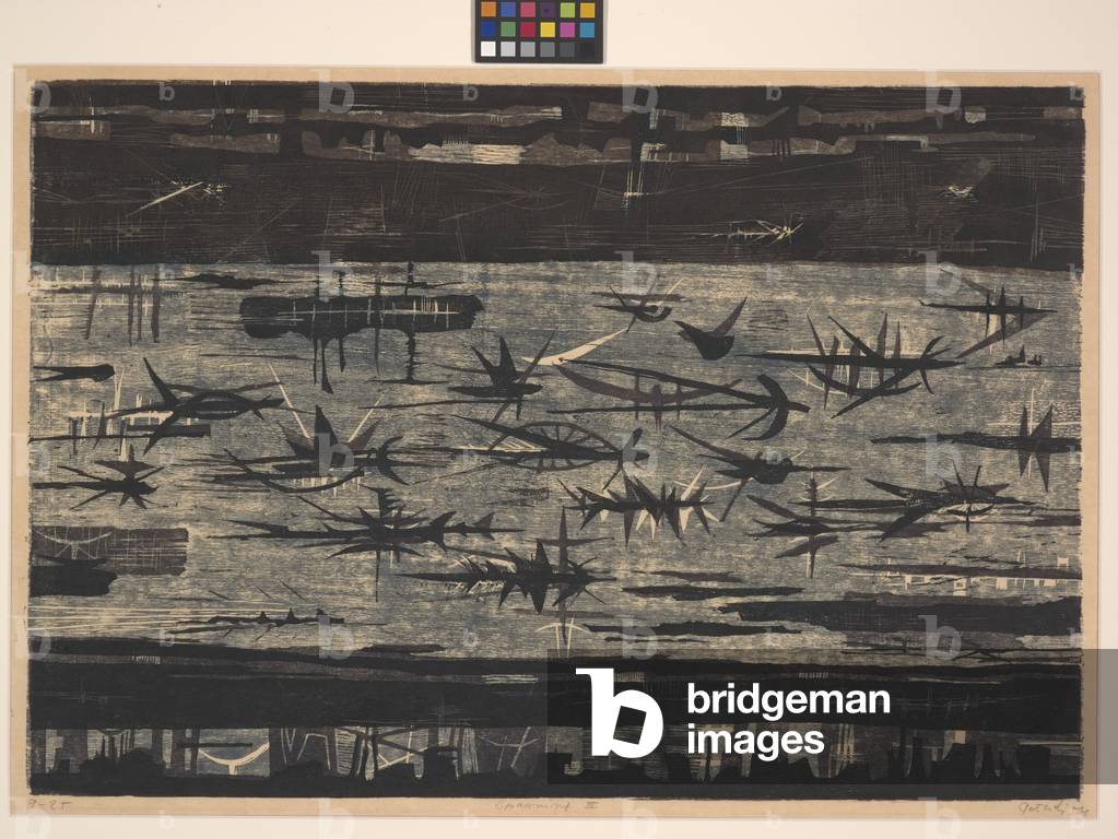 Spawning Iii (colour woodblock print)