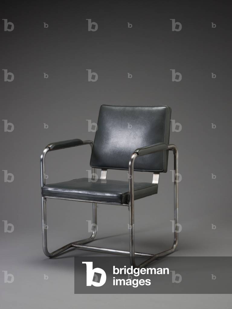 Armchair (chromium-plated steel, and leather)