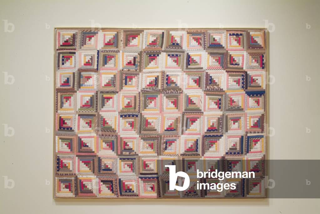 Quilt, Log Cabin (Barn Raising) (cotton, pieced)