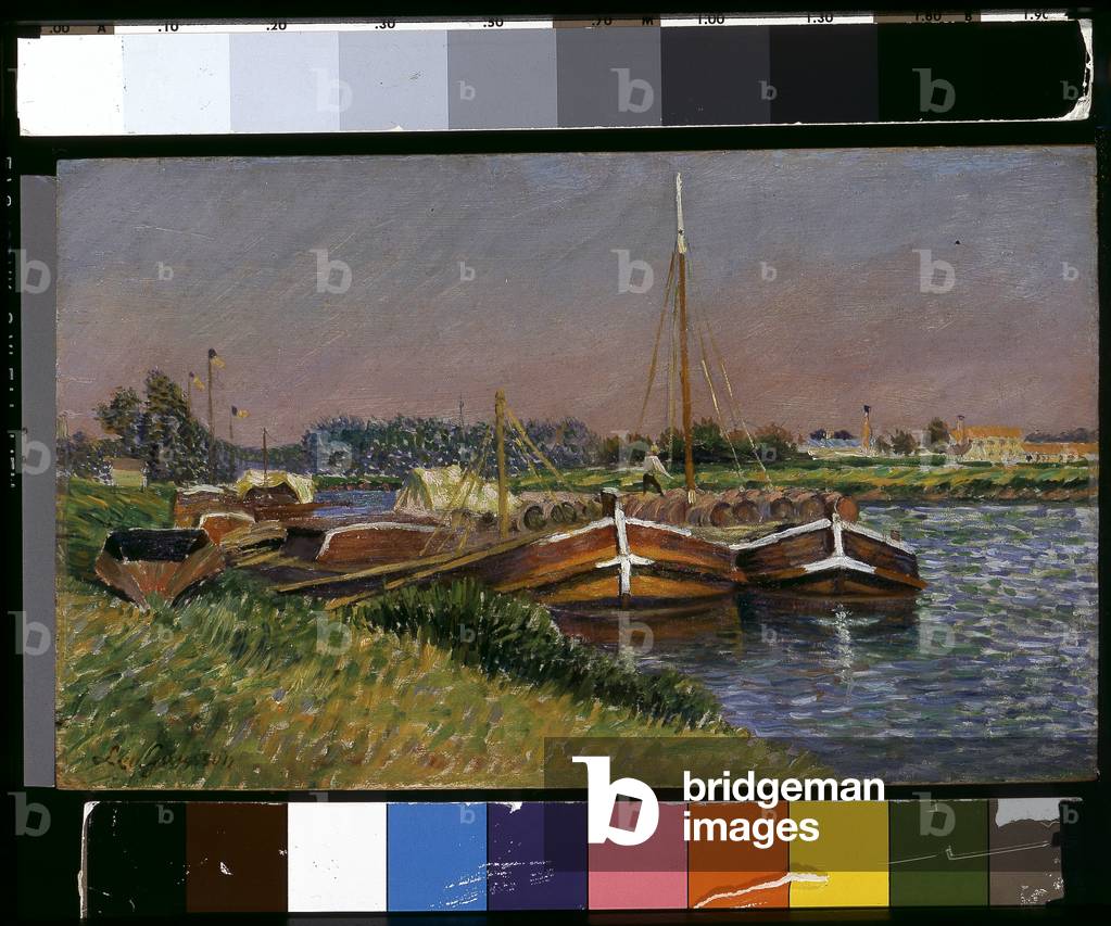 Barges On The Marne At Lagny (oil on wood)