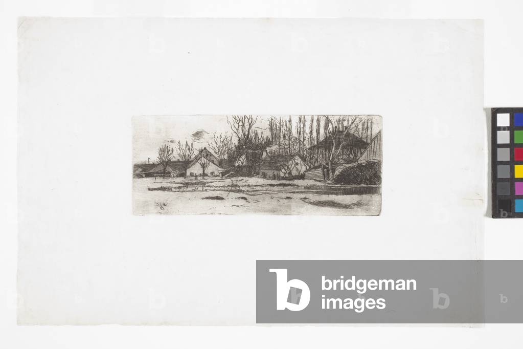 Tümpel Vor Dem Dorf Mit Pappelallee (Pool In Front Of A Village With An Allee Of Poplars) (etching)