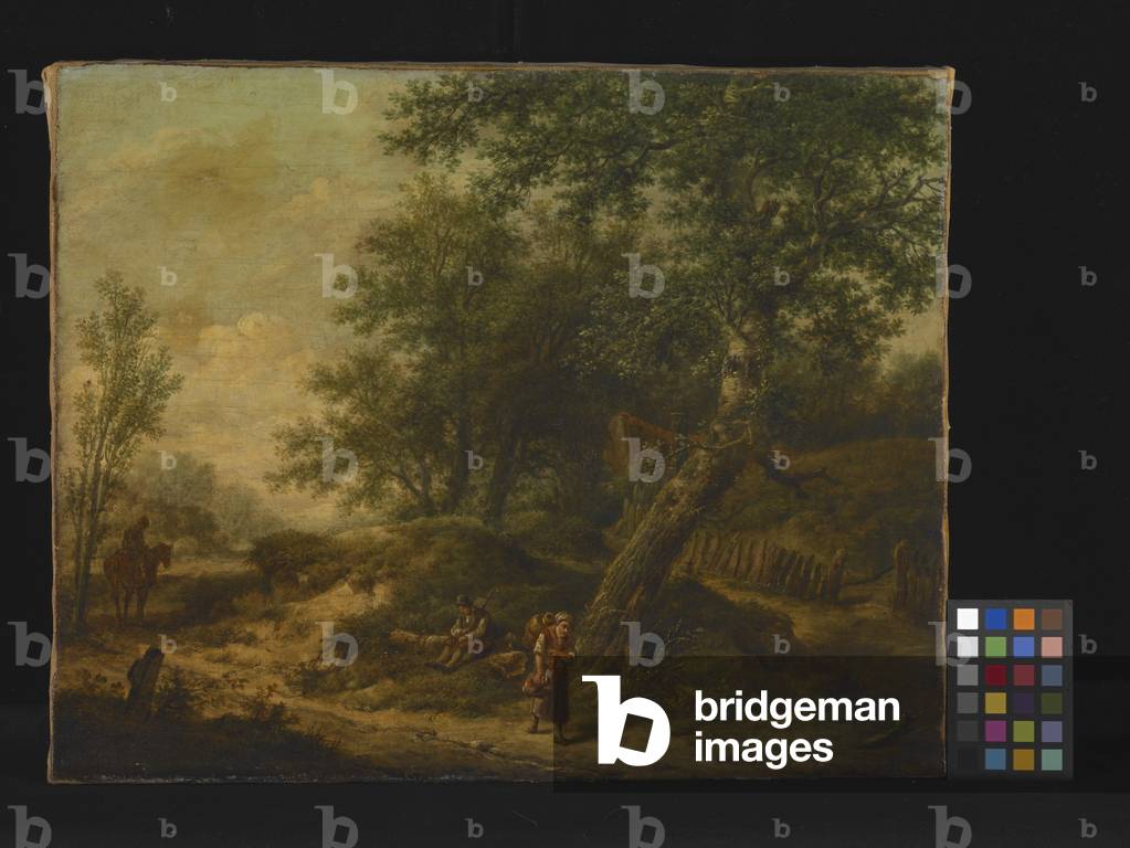 Landscape With Cottage And Travelers (oil on canvas)