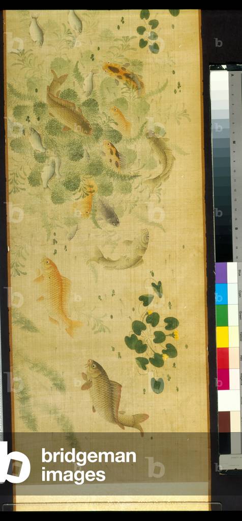 Myriad Fish In Audience With Carp (ink and colour on silk)